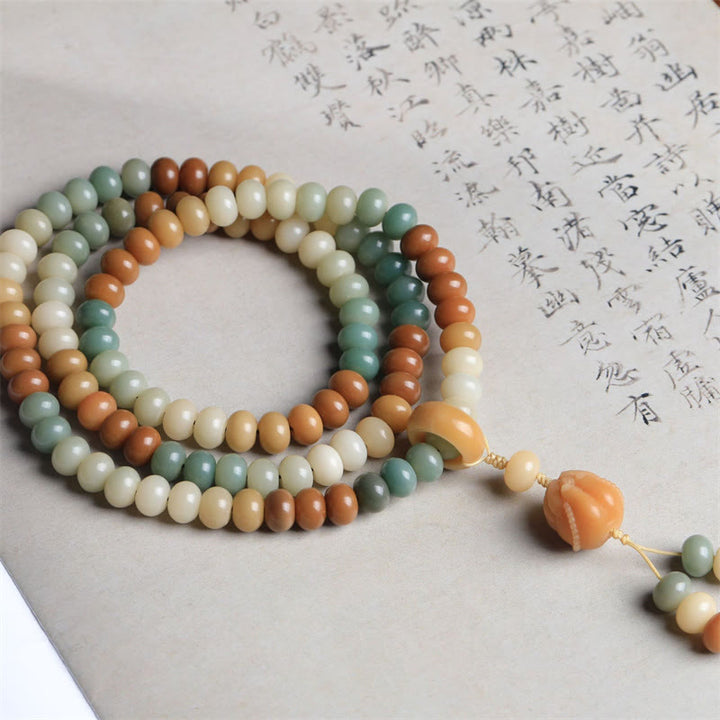 Buddha Stones 108 Mala Beads Gradient Bodhi Seed Buddha Hand Engraved Peace Bracelet