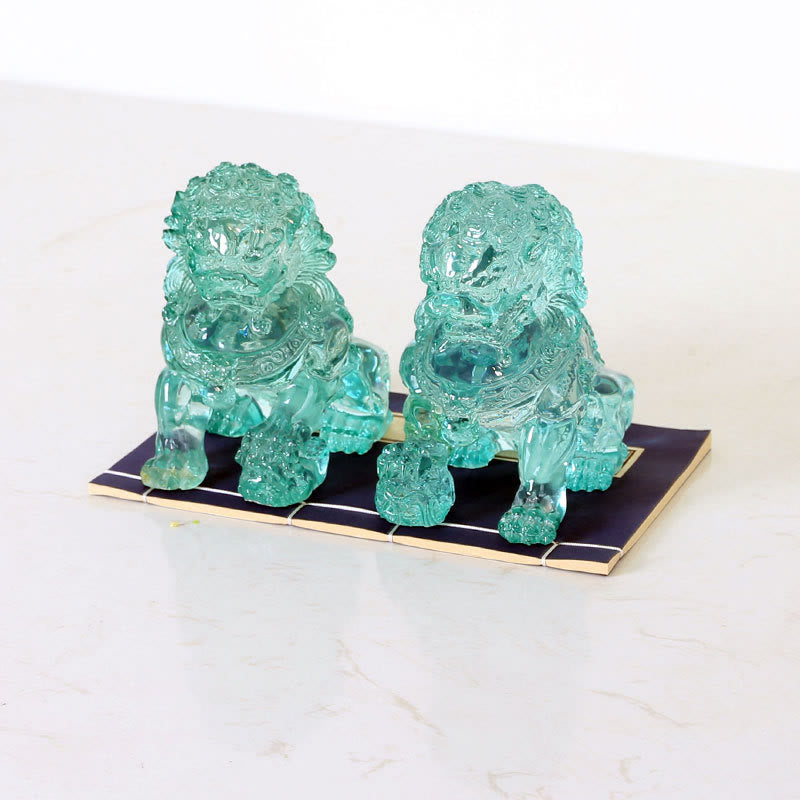 2Pcs Lion Statue Courage Strength Resin Home Office Decoration