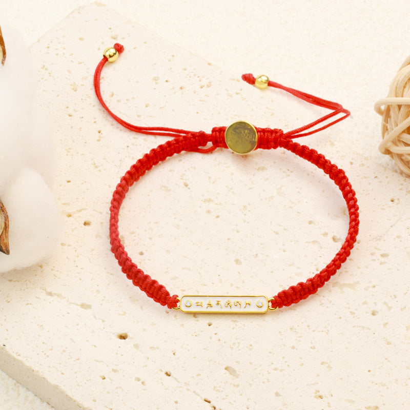 Tibetan Handmade Om Mani Padme Hum Peace Red String Bracelet (Extra 30% Off | USE CODE: FS30)