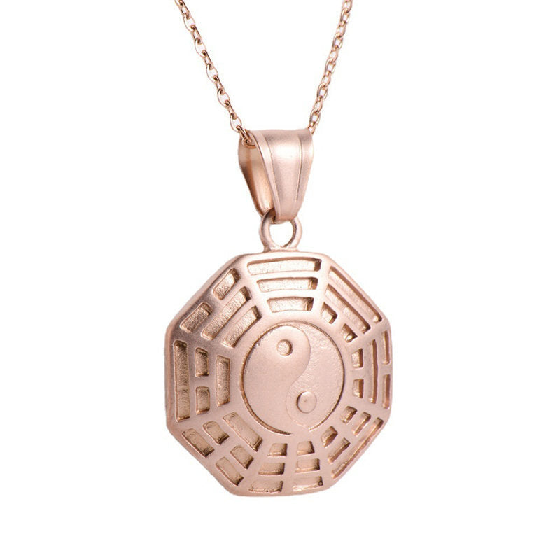 Bagua Yin Yang Titanium Steel Balance Necklace Chain Pendant