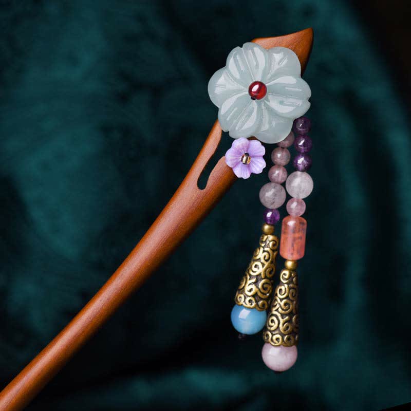 Red Sandalwood Amethyst Aventurine Protection Hairpin Decoration