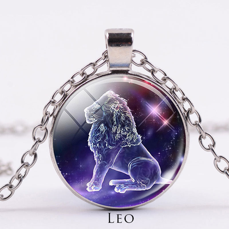 12 Constellations of the Zodiac Moon Starry Sky Protection Blessing Necklace Pendant