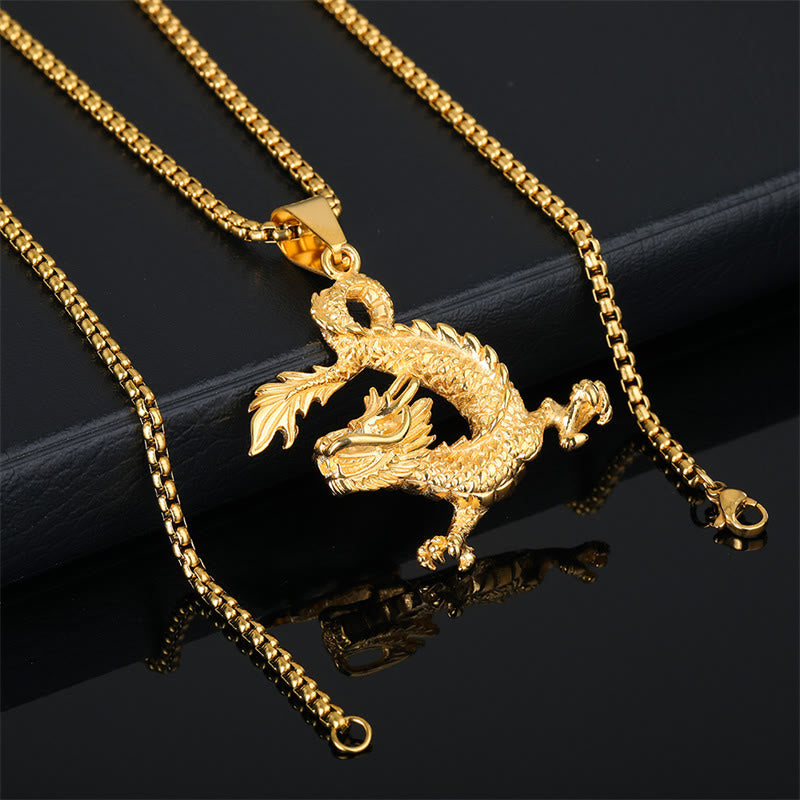 Buddha Stones Dancing Dragon Pattern Luck Necklace Pendant