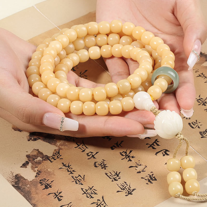 Buddha Stones Natural Bodhi Seed Lotus Dzi Bead Peace Harmony Charm Bracelet