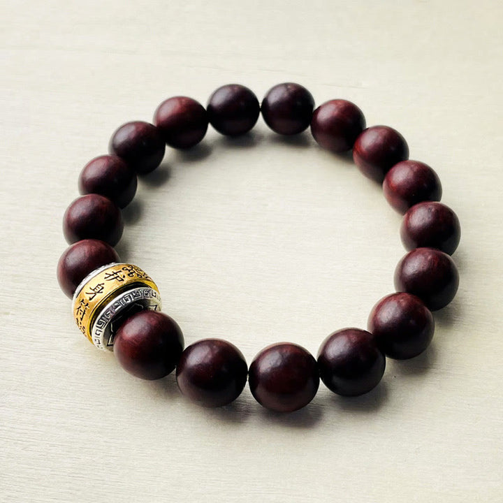 Buddha Stones Small Leaf Red Sandalwood Amulet Protection Bracelet