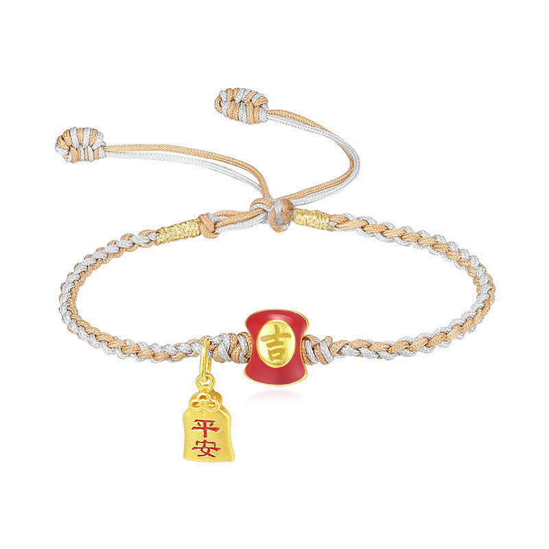 Buddha Stones 925 Sterling Silver Handmade Auspicious Chinese Character Blessing Braided String Bracelet