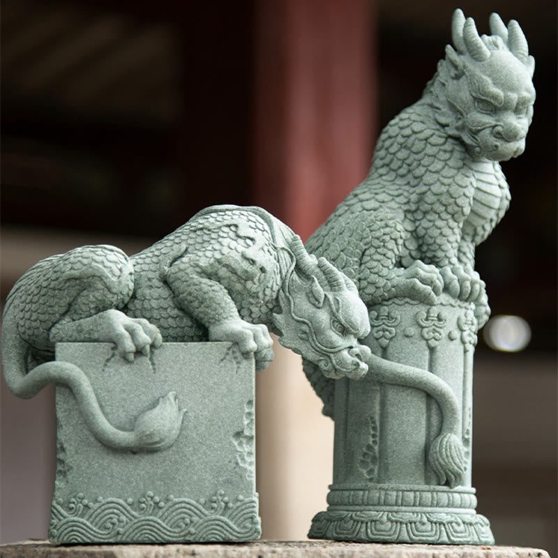 Buddha Stones Feng Shui Standing Sitting Dragon Success Luck Home Decoration