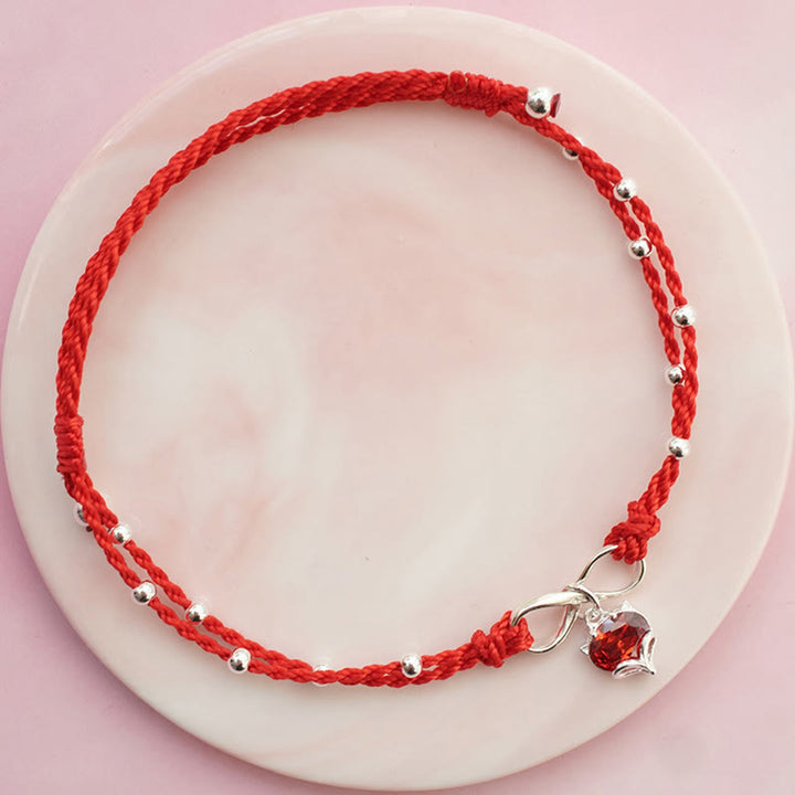 Buddha Stones Love Heart Infinity Symbol Braided String Anklet