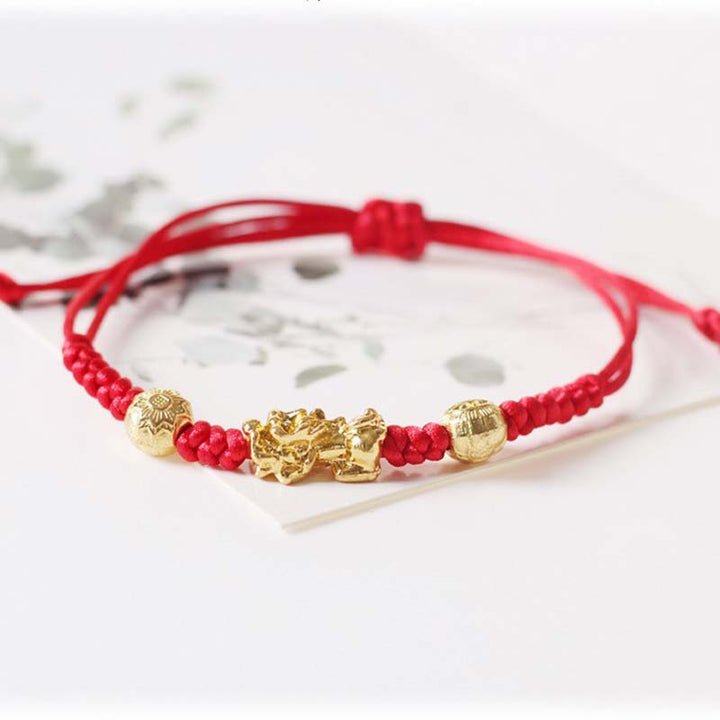 Buddha Stones FengShui Wealth PiXiu Red String Bracelet