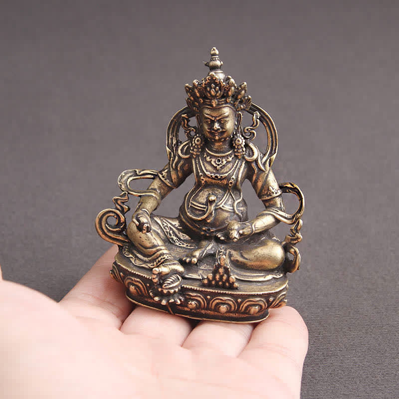 Yellow Jambhala Bodhisattva Figurine Serenity Copper Statue Decoration