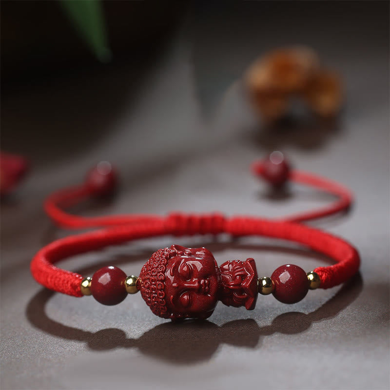 Buddha Stones Chinese Zodiac Natal Buddha Cinnabar Amulet Blessing String Bracelet