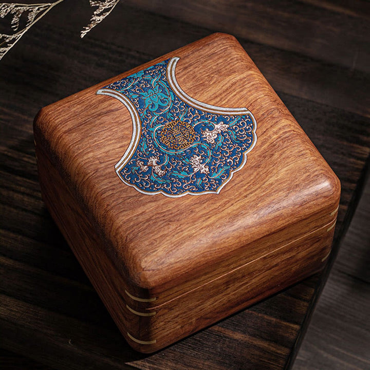 Antique Flower Leaf Handmade Rosewood Jewelry Storage Box Wooden Gift Organizer Box