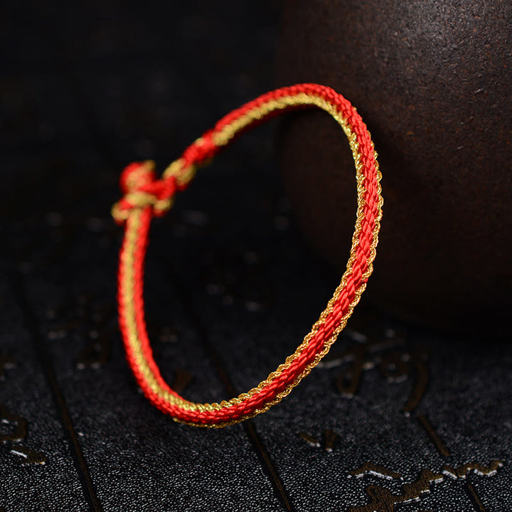 Buddha Stones Two-Color Rope Handcrafted Eight Thread Peace Knot Bracelet