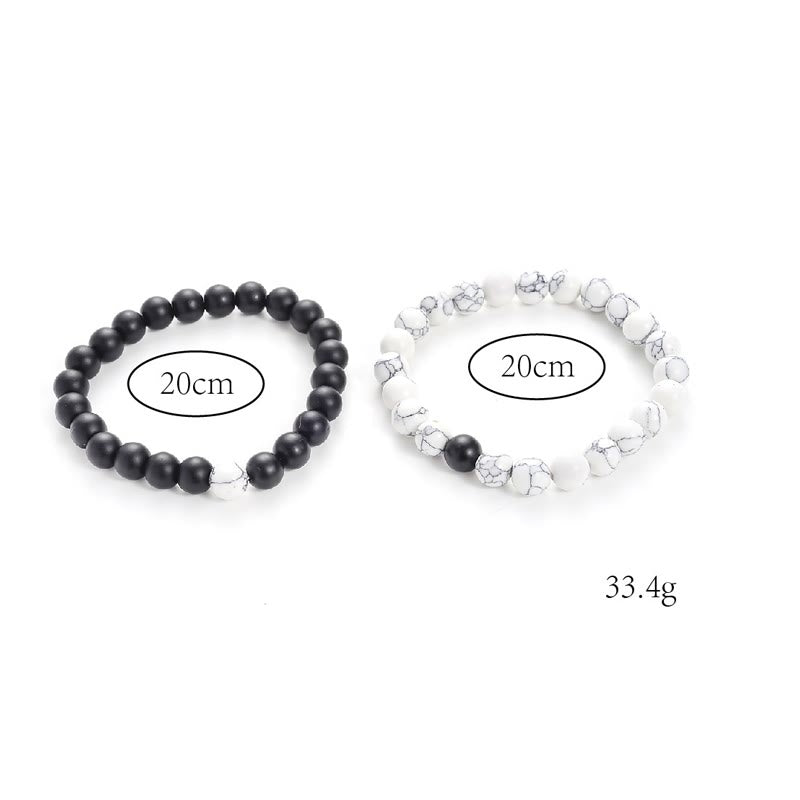 Buddha Stones 2pcs Natural Frosted Stone White Turquoise Bead Couple Bracelet