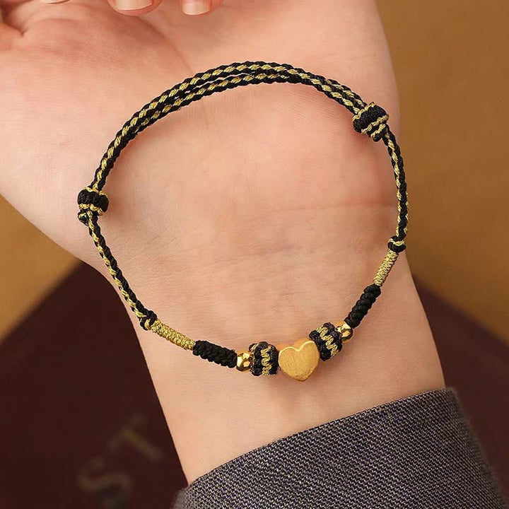 Buddha Stones Tibet Handmade Love Heart King Kong Knot Luck Braided Bracelet