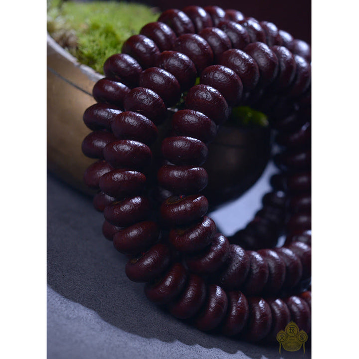 Buddha Stones Natural Tibet 108 Mala Beads Purple Bodhi Seed Wealth Bracelet