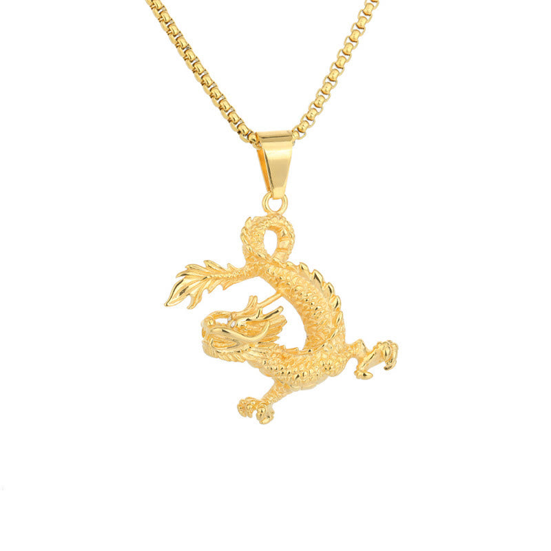 Buddha Stones Dancing Dragon Pattern Luck Necklace Pendant