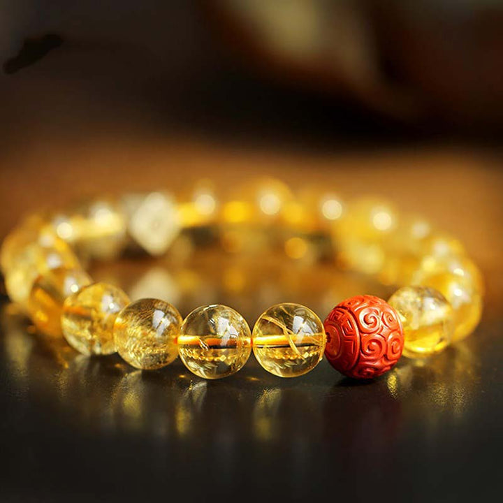 Chinese Zodiac Natal Buddha Citrine Cinnabar Blessing Bracelet