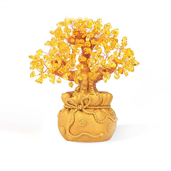 Buddha Stones Natural Citrine Money Tree Gemstone Ornament - Feng Shui for Prosperity