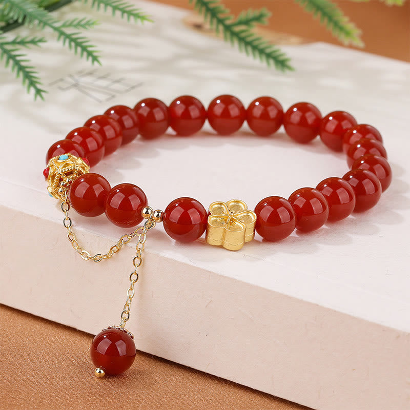 Natural Red Agate White Agate Peach Blossom Self-acceptance Bracelet