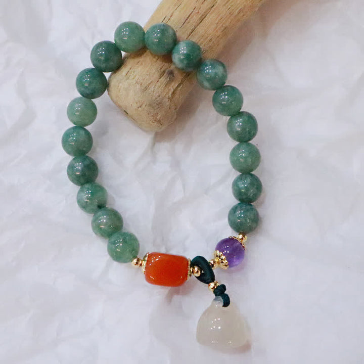 Cyan Jade Lotus Pumpkin Wish Peace Buckle Amethyst Crystal Healing Bracelet