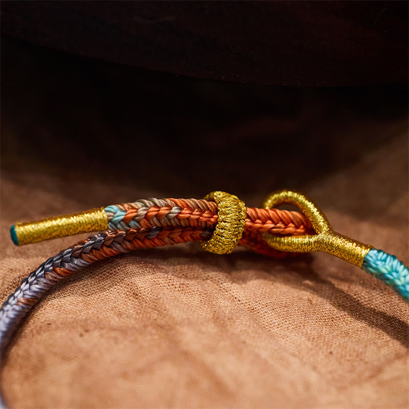 Buddha Stones Colorful Rope Eight Thread Peace Knot Luck Handmade Bracelet