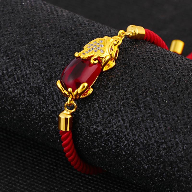 Buddha Stones Wealth Attractor Red Agate Pixiu Red String Bracelet