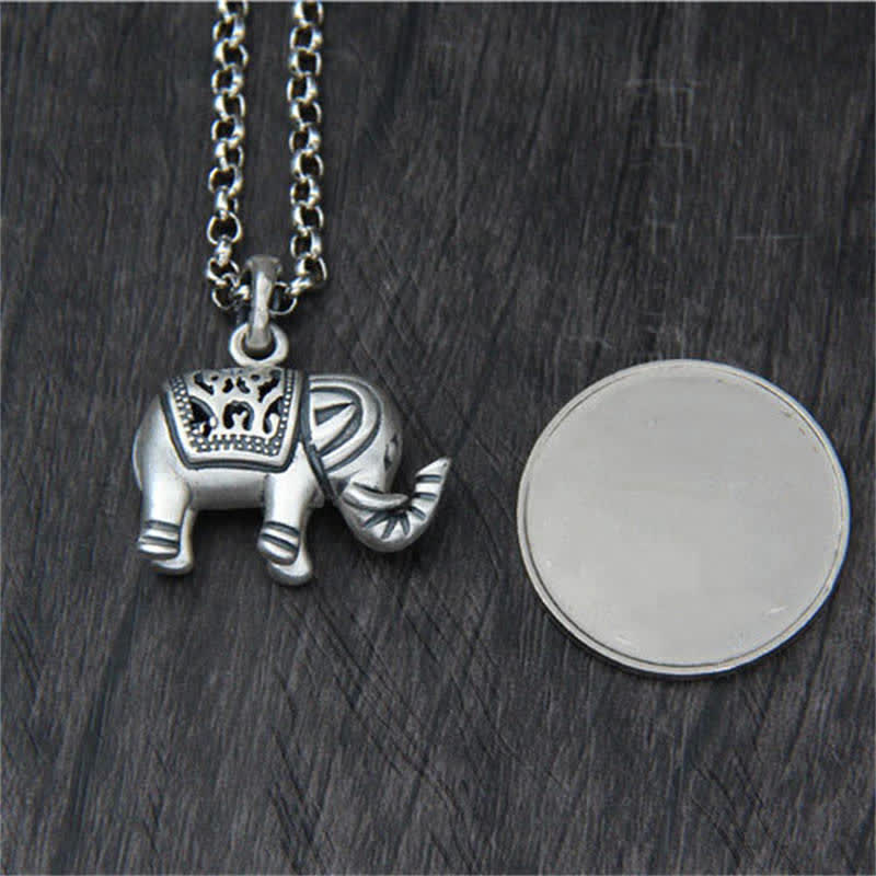 990 Sterling Silver Elephant Strength Necklace Pendant