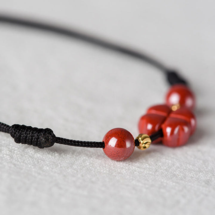 FREE Today: Blessings and Luck Four Leaf Clover Cinnabar Red String Protection Bracelet