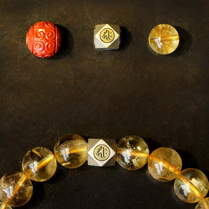 Chinese Zodiac Natal Buddha Citrine Cinnabar Blessing Bracelet