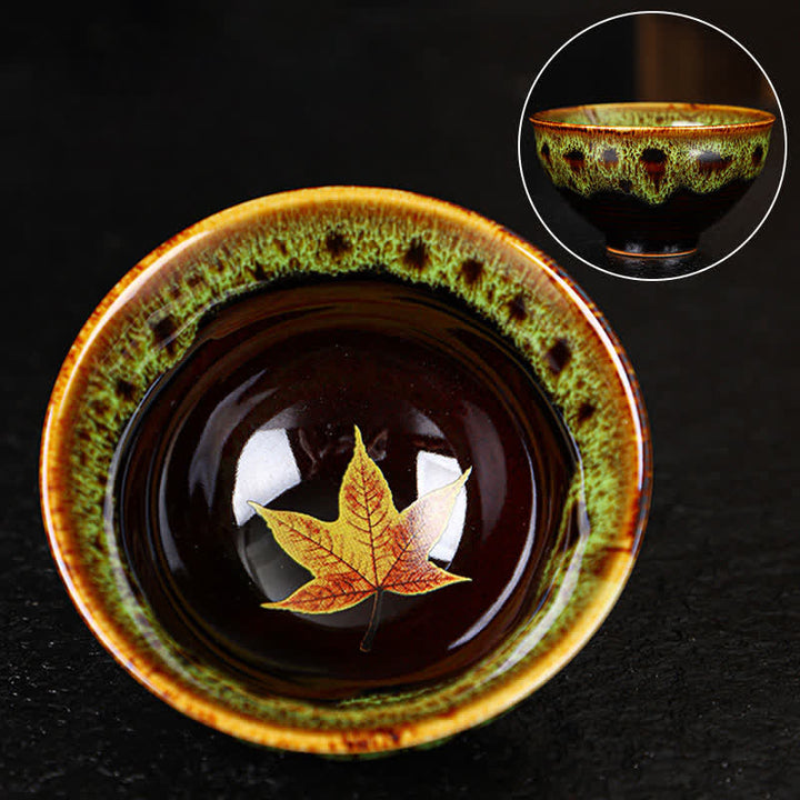 Maple Leaf Colorful Ceramic Teacup Home Tea Cups