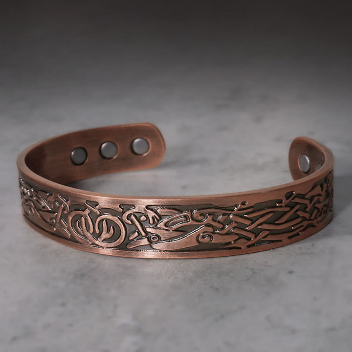 Viking Birds Magnetic Copper Adjustable Cuff Bracelet Bangle