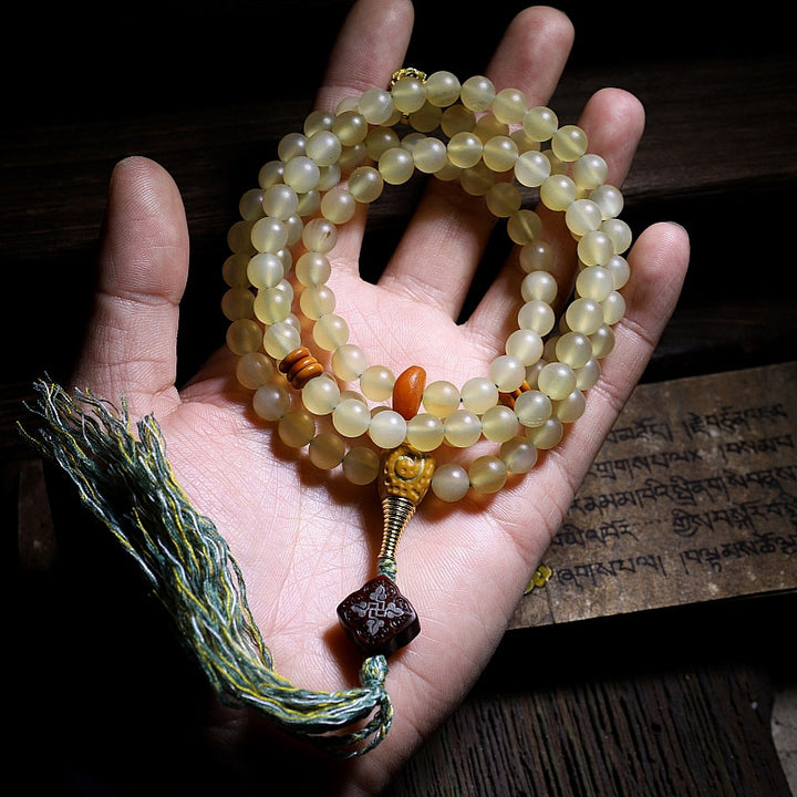 108 Mala Beads Tibet Sheep Horn Amber Luck Bracelet