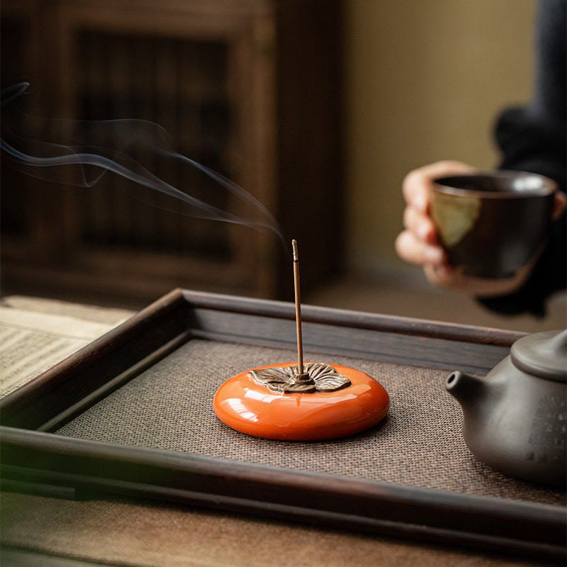 Persimmon Ceramic Meditation Healing Incense Burner Incense Holders