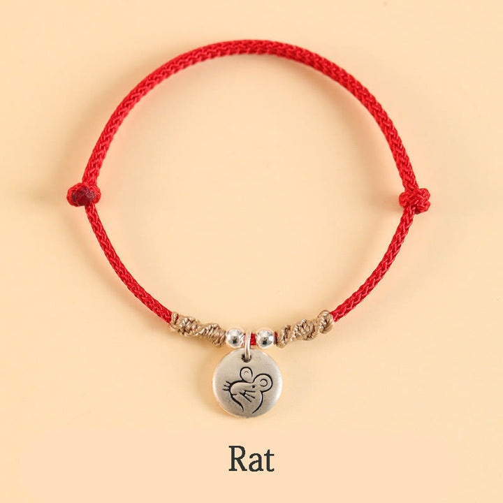 Buddha Stones Handmade 999 Sterling Silver Year of the Dragon Cute Chinese Zodiac Luck Braided Bracelet