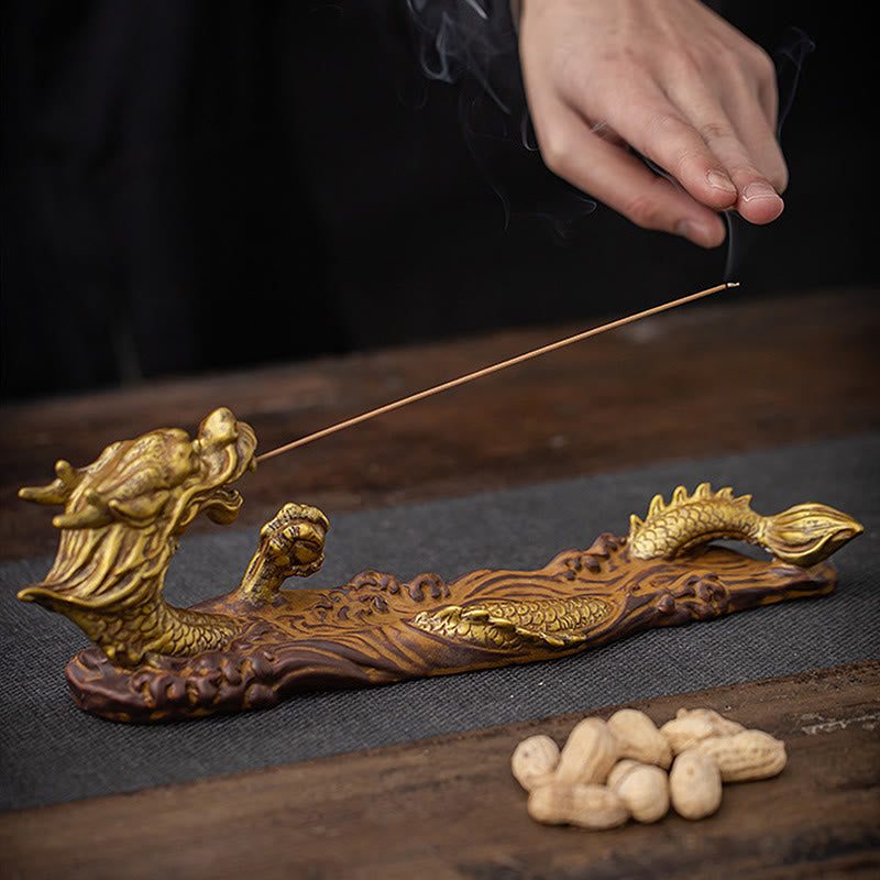 Dragon Protection Ceramic Stick Incense Burner Decoration