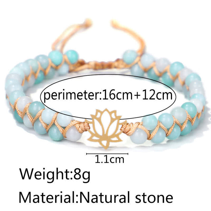 Buddha Stones Amazonite Beads Lotus Flower Balance Weave Bracelet