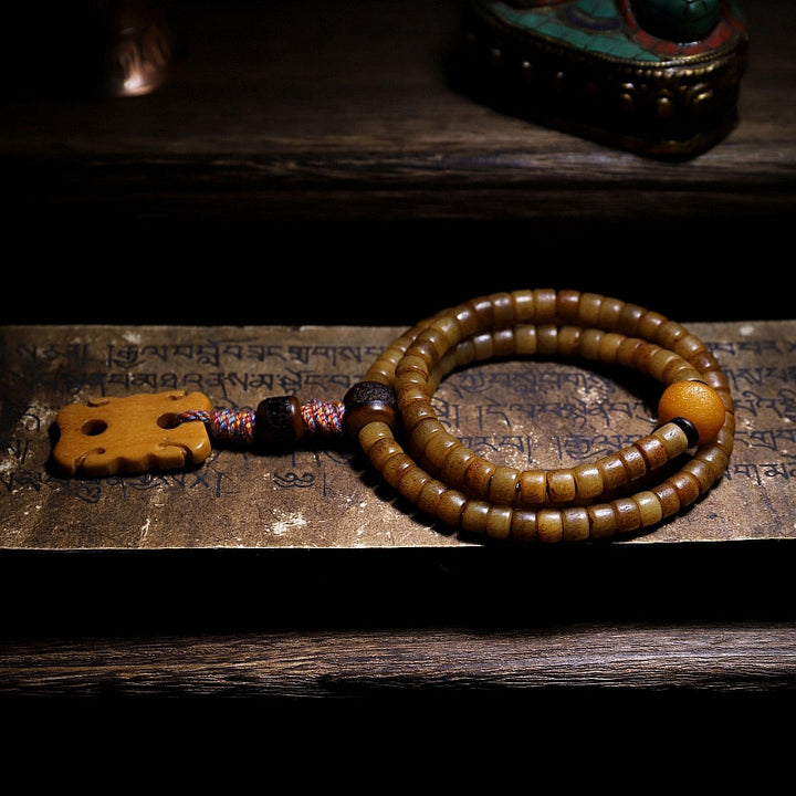 Tibet 108 Mala Beads Yak Bone Amber Balance Bracelet