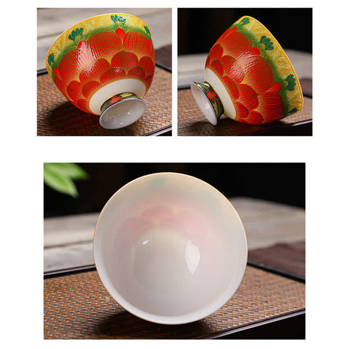 Lotus Ceramic Teacup Flower Tea Cups 100ml