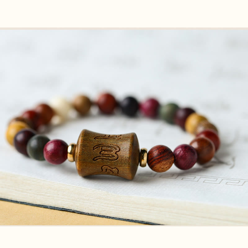 Tibet Multicolored Sandalwood Om Mani Padme Hum Protection Bracelet