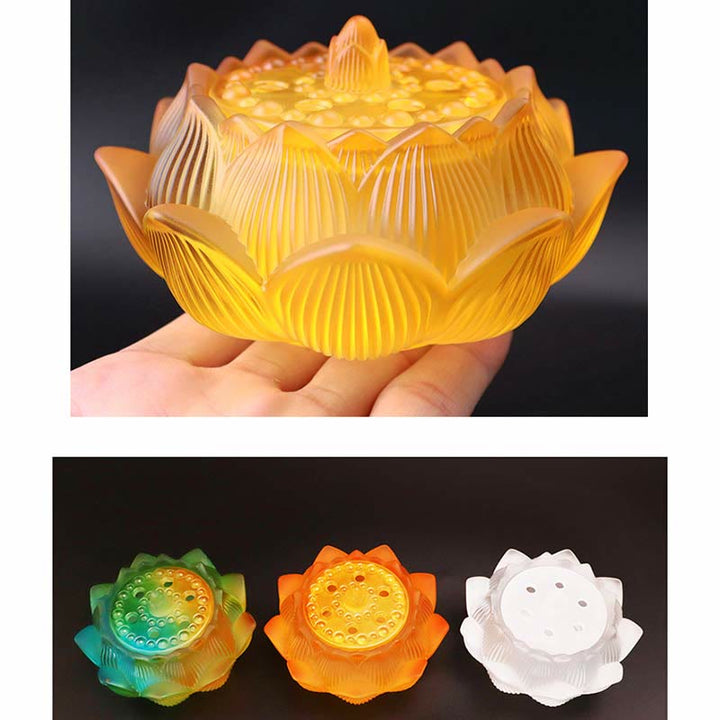 Lotus Liuli Crystal Healing Meditation Incense Burner