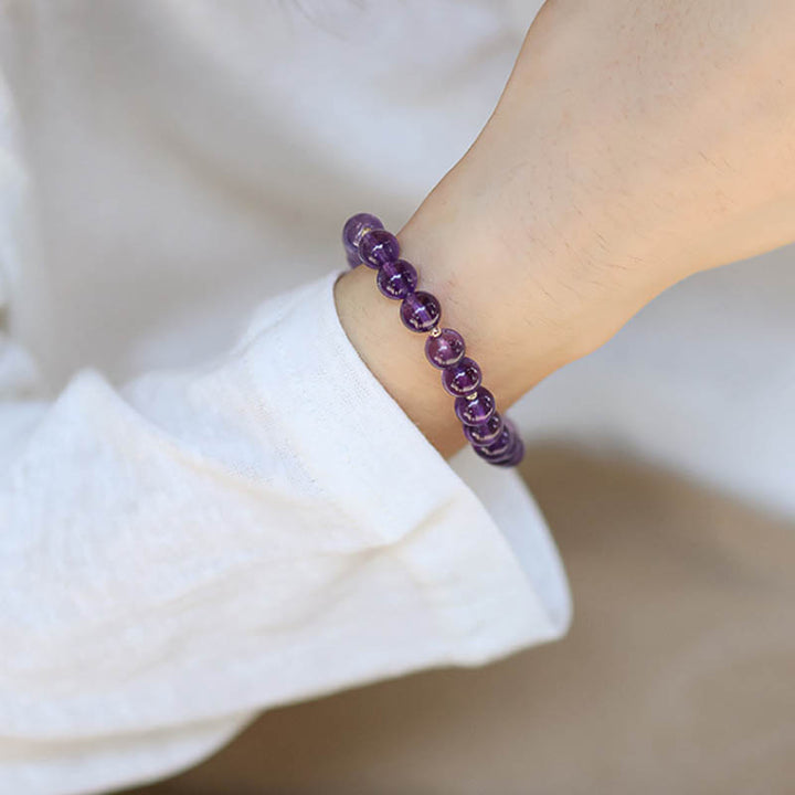 Amethyst Crystal Moon Star Healing Bracelet