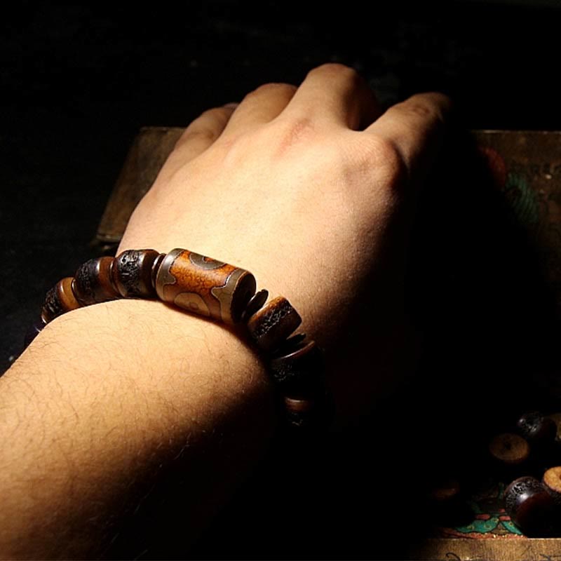 Buddha Stones Tibetan Yak Bone Dzi Bead Turquoise Keep Away Evil Spirits Bracelet