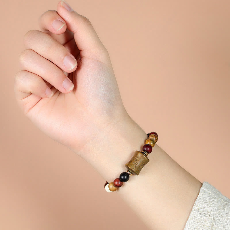 Tibet Multicolored Sandalwood Om Mani Padme Hum Protection Bracelet