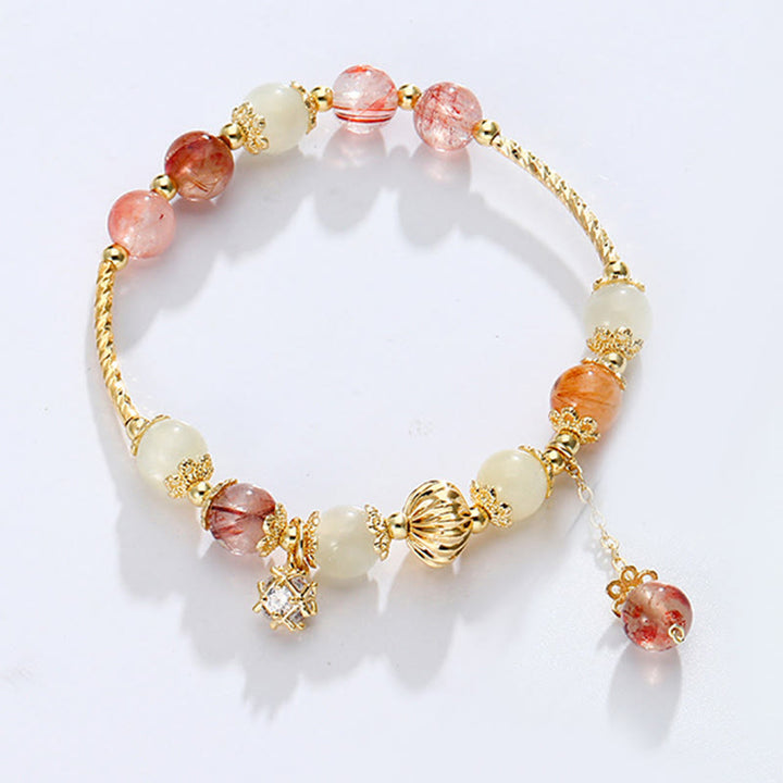 Colorful Rutilated Quartz Cat Eye Zircon Auspiciousness Bead Bracelet