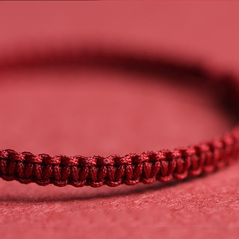 Four Leaf Clover Five-petal Flower Cinnabar Blessing Red String Bracelet