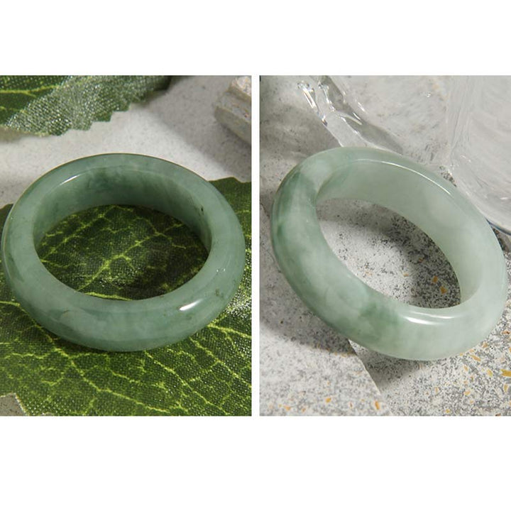 Buddha Stones Natural Jade Luck Abundance Ring