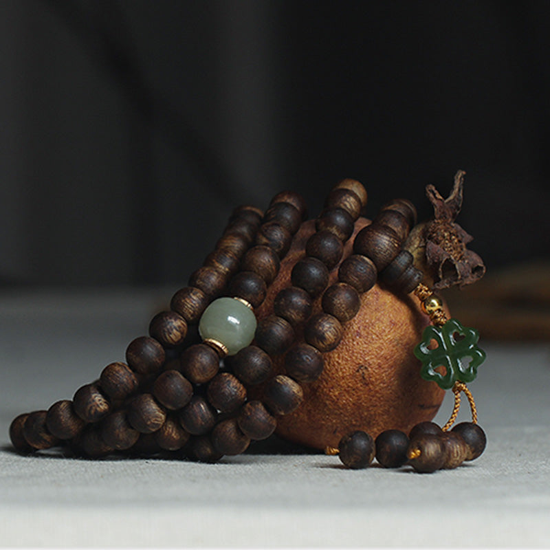 108 Mala Beads Nha Trang Bai Qinan Agarwood Jade 999 Gold Peace Bracelet (Only one in stock)