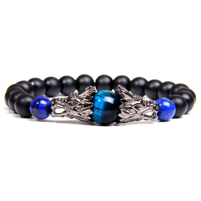 Frosted Stone Tiger Eye Dragon Courage Strength Bracelet