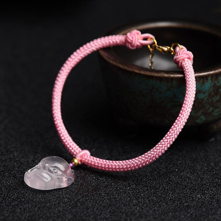 Lucky Pink Crystal Fox Love String Bracelet